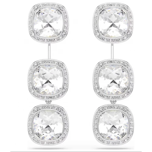SWAROVSKI Σκουλαρίκια Una Angelic, Cushion κοπή, Λευκά, Επιμετάλλωση Ροδίου, 5754342