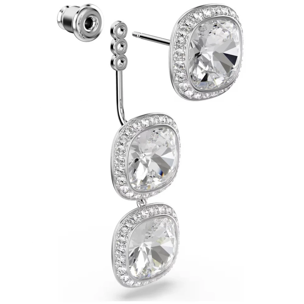 SWAROVSKI Σκουλαρίκια Una Angelic, Cushion κοπή, Λευκά, Επιμετάλλωση Ροδίου, 5754342