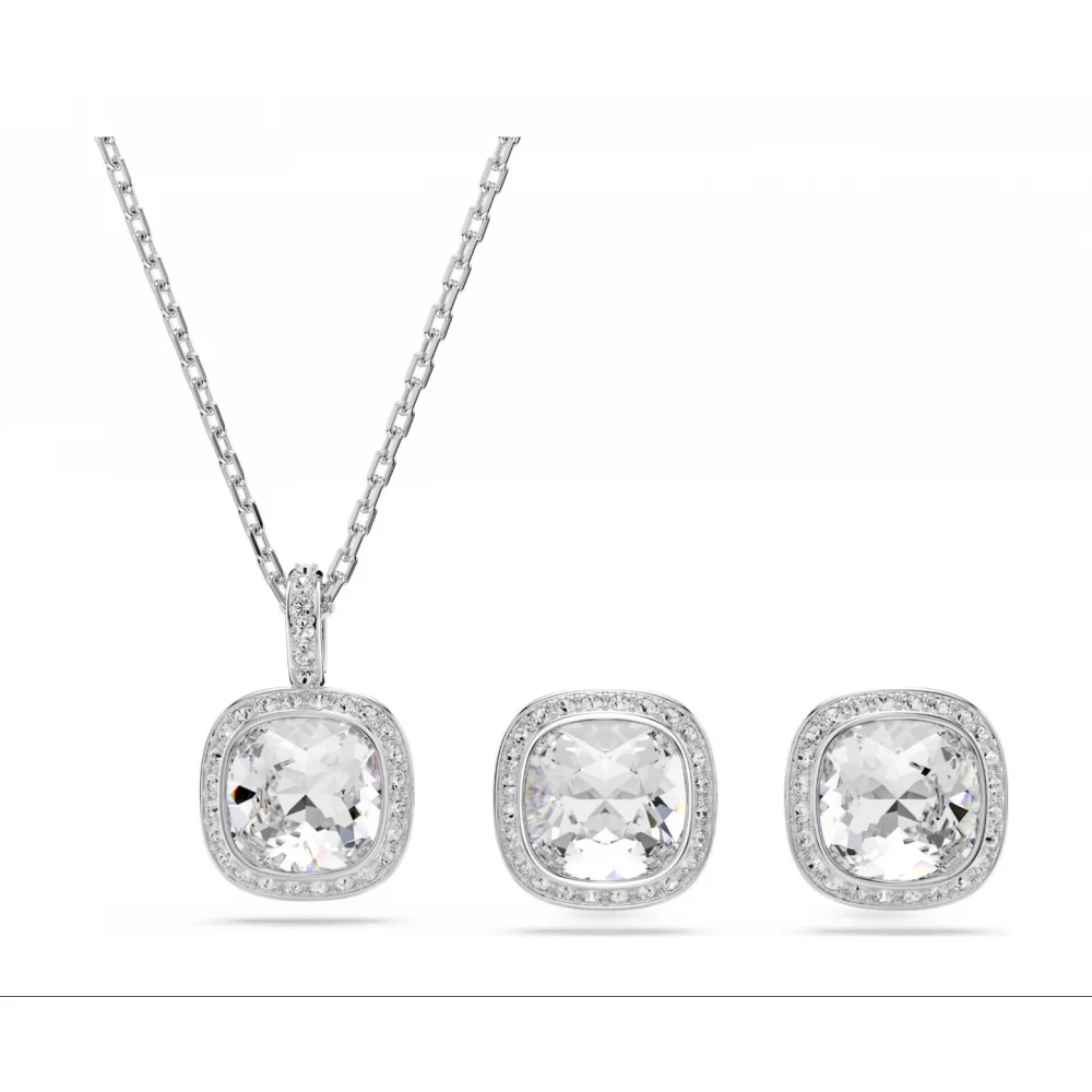 SWAROVSKI Una Angelic Set, Cushion κοπή, Λευκό, Επιροδιωμένο 5754343