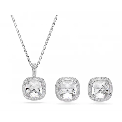SWAROVSKI Una Angelic Set, Cushion κοπή, Λευκό, Επιροδιωμένο 5754343