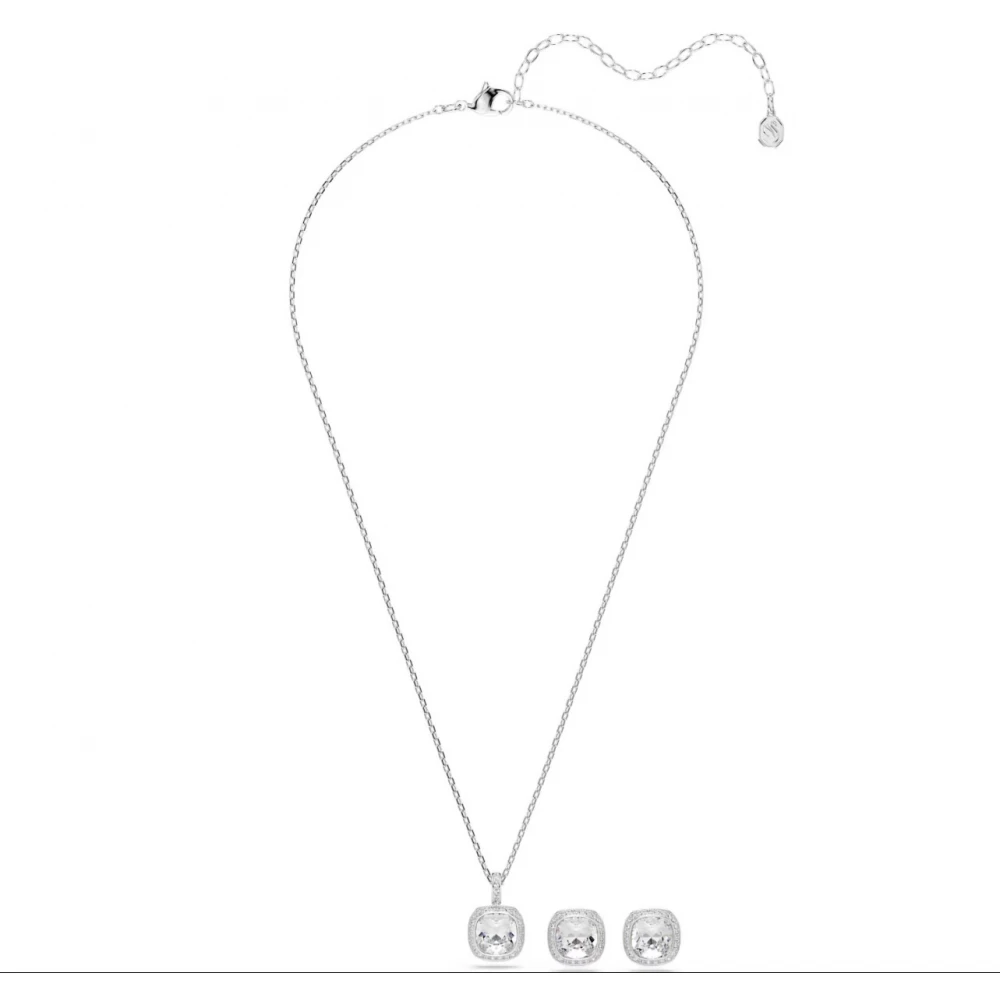 SWAROVSKI Una Angelic Set, Cushion κοπή, Λευκό, Επιροδιωμένο 5754343