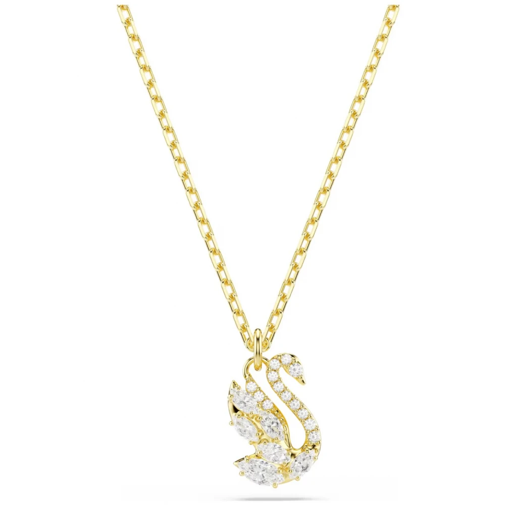 SWAROVSKI Μενταγιόν Swan, Μικτές κοπές, Λευκό, Κύκνος, Επιμετάλλωση σε Χρυσό 18K 5754626