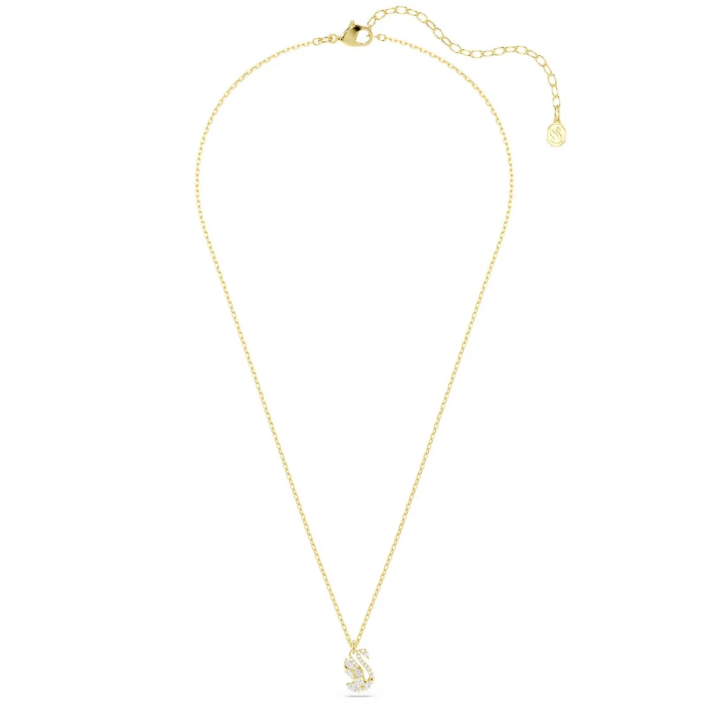 SWAROVSKI Μενταγιόν Swan, Μικτές κοπές, Λευκό, Κύκνος, Επιμετάλλωση σε Χρυσό 18K 5754626