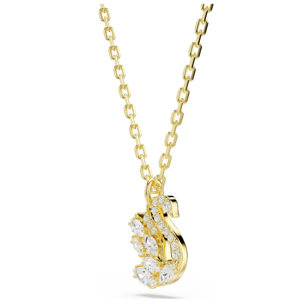 SWAROVSKI Μενταγιόν Swan, Μικτές κοπές, Λευκό, Κύκνος, Επιμετάλλωση σε Χρυσό 18K 5754626