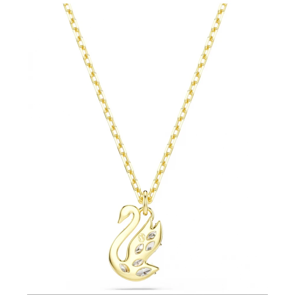 SWAROVSKI Μενταγιόν Swan, Μικτές κοπές, Λευκό, Κύκνος, Επιμετάλλωση σε Χρυσό 18K 5754626