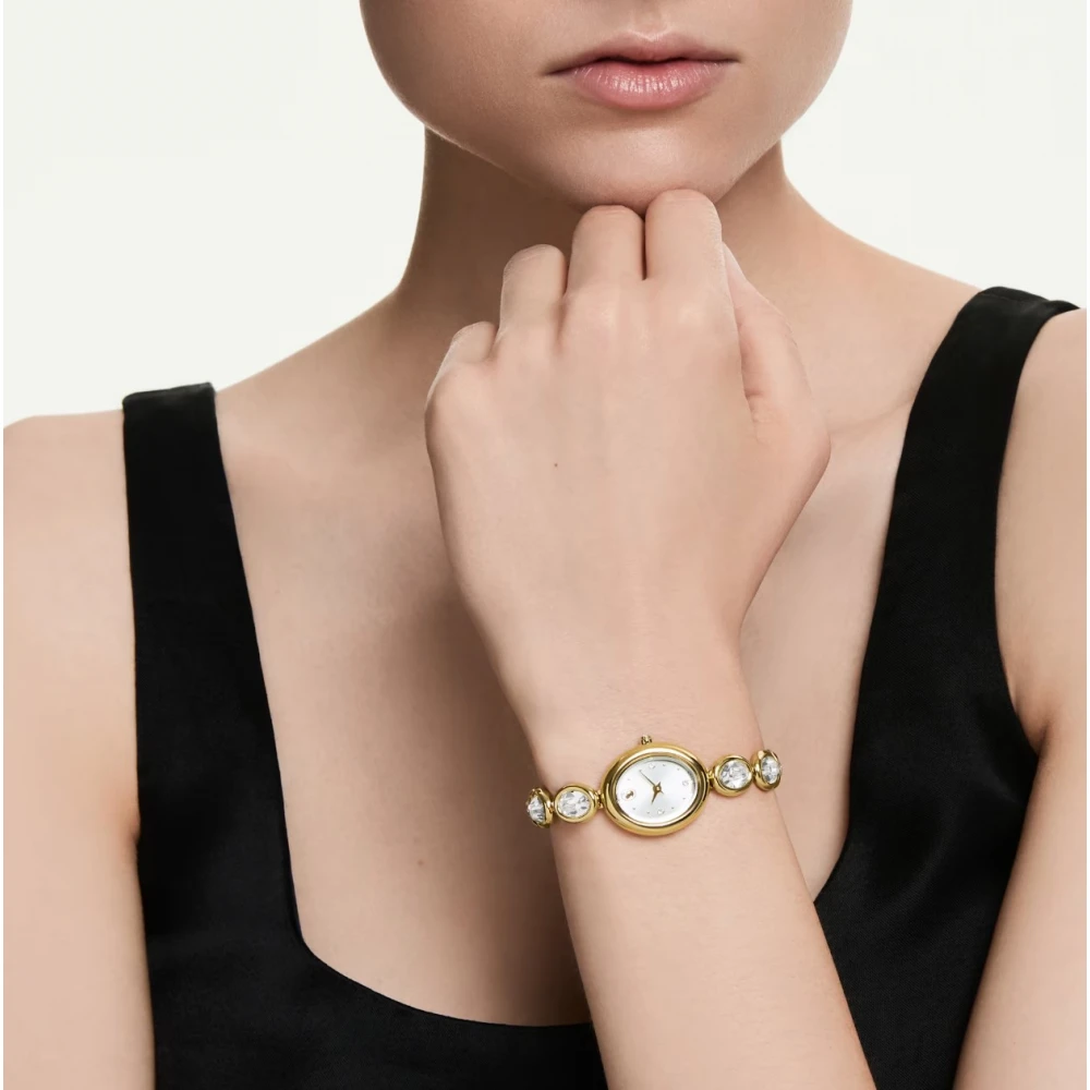 SWAROVSKI Imber Οβάλ Eλβετικής κατασκευής, Μπρασελέ από Ανοξείδωτο Ατσάλι, Χρυσός τόνος, 5754812