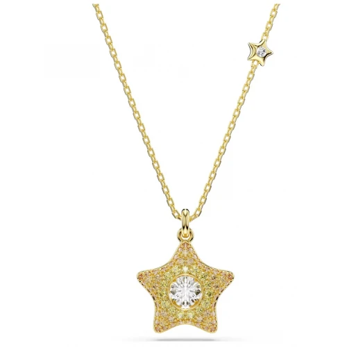 SWAROVSKI Μενταγιόν Sublima, Στρογγυλή κοπή, Λευκό, Αστέρι, Επιμετάλλωση σε Χρυσό 18K 5755280
