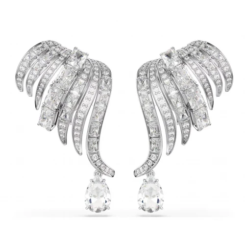 SWAROVSKI Σκουλαρίκια με Κλιπ, Vienna Μείξη κοπών, Λευκά, Κύκνος, Επιμετάλλωση ροδίου 5755961
