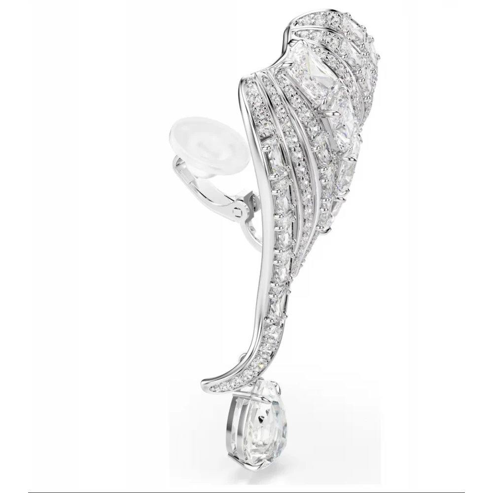 SWAROVSKI Σκουλαρίκια με Κλιπ, Vienna Μείξη κοπών, Λευκά, Κύκνος, Επιμετάλλωση ροδίου 5755961