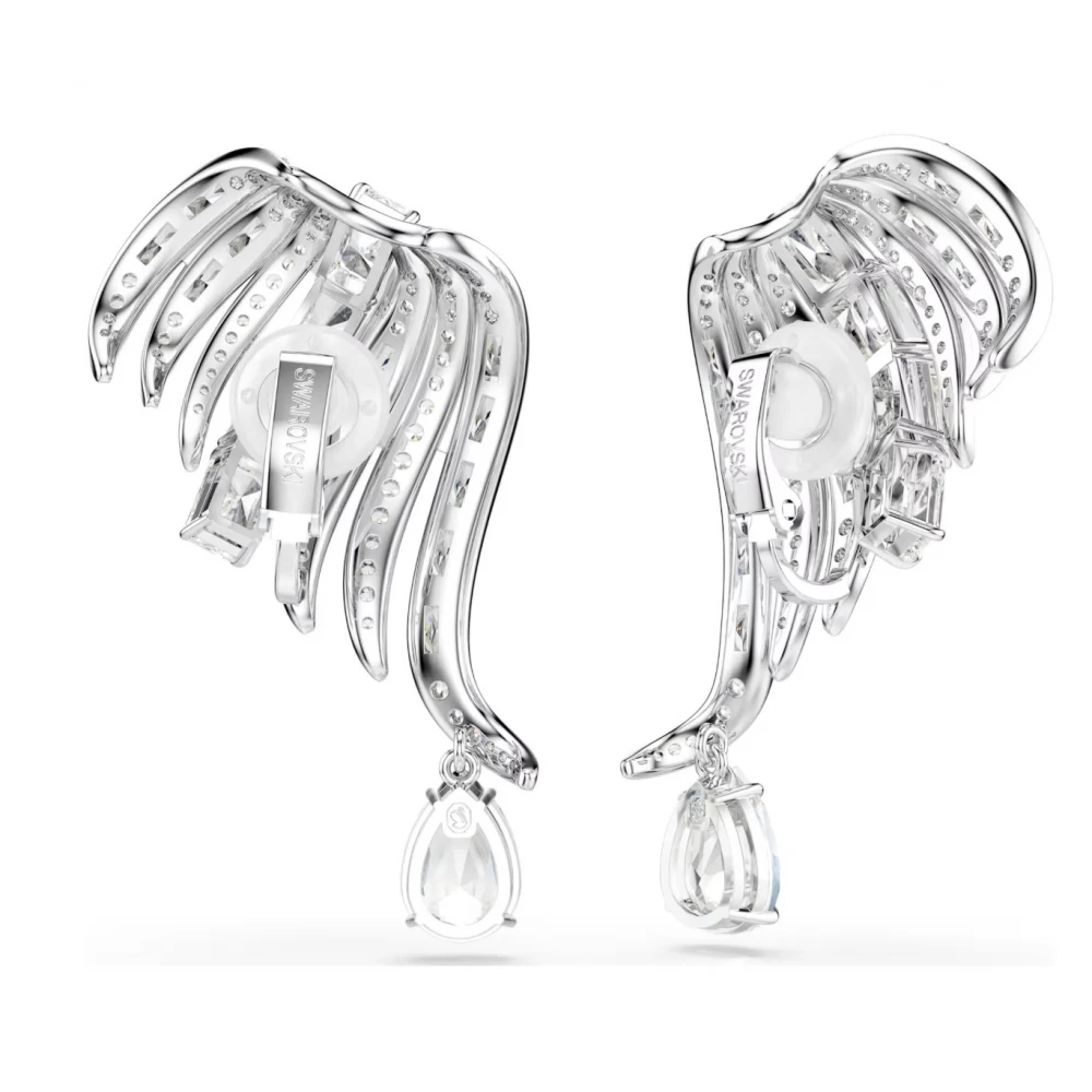 SWAROVSKI Σκουλαρίκια με Κλιπ, Vienna Μείξη κοπών, Λευκά, Κύκνος, Επιμετάλλωση ροδίου 5755961