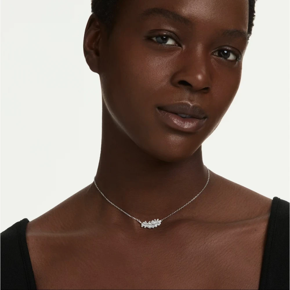 SWAROVSKI Vienna Μενταγιόν με αλυσίδα, Λευκό, Μίξη Κοπών, Φτερό, Επιροδιωμένο 5756111