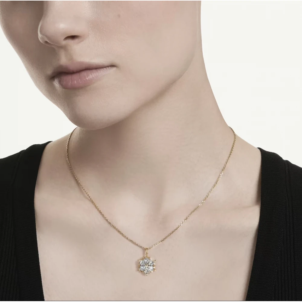 SWAROVSKI Μενταγιόν Magic, Μικτές κοπές, Λευκό, Χιονονιφάδα, Επιμετάλλωση σε Χρυσό 18K 5757788