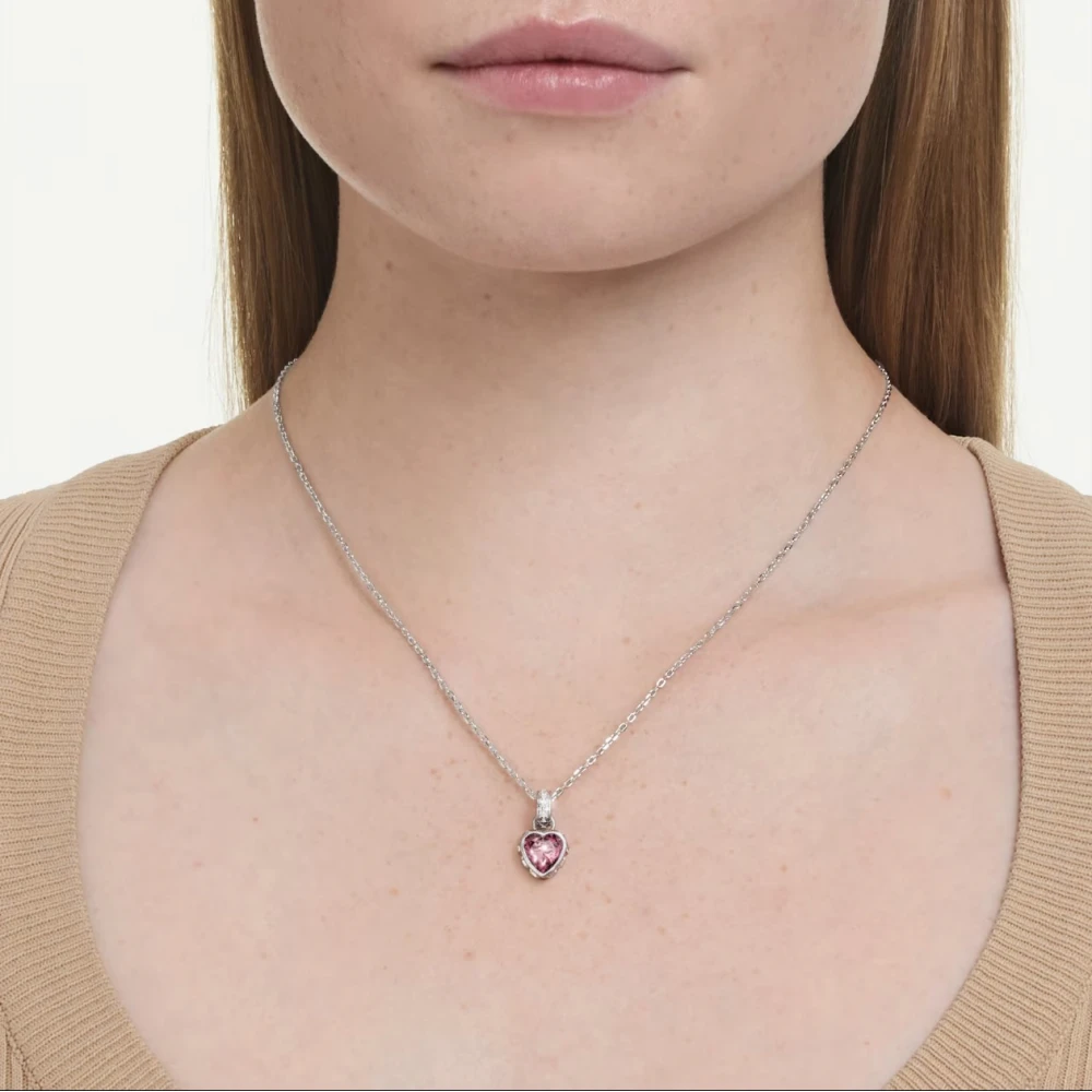 SWAROVSKI Μενταγιόν Chroma, Μικτή κοπή, Ροζ, Επιμετάλλωση Ροδίου 5757789