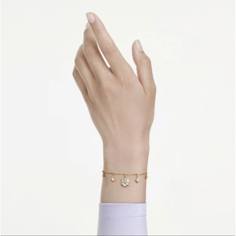 SWAROVSKI Magic Βραχιόλι, Χιονονιφάδα, Επιμετάλλωση σε χρυσό 18Κ, Μικτή κοπή, Λευκό 5757800