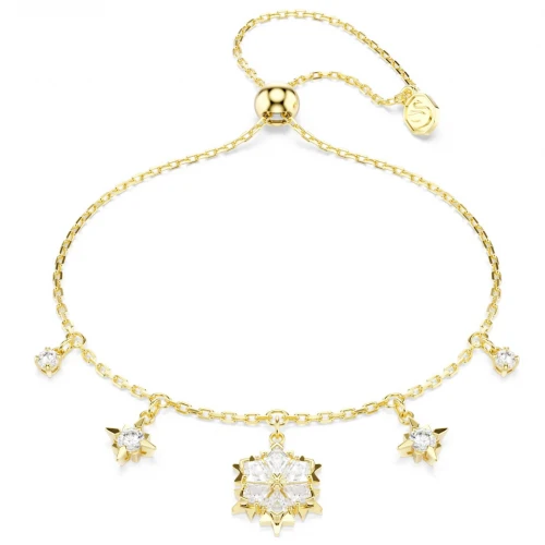 SWAROVSKI Magic Βραχιόλι, Χιονονιφάδα, Επιμετάλλωση σε χρυσό 18Κ, Μικτή κοπή, Λευκό 5757800