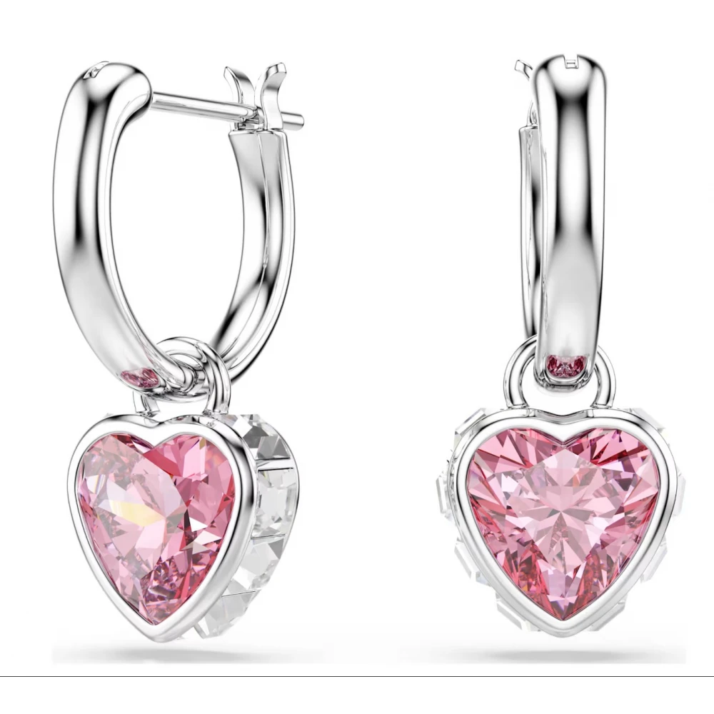 SWAROVSKI Σκουλαρίκια-σταγόνα Chroma, Ροζ, "Καρδιά" Επιμετάλλωση Ροδίου 5757814