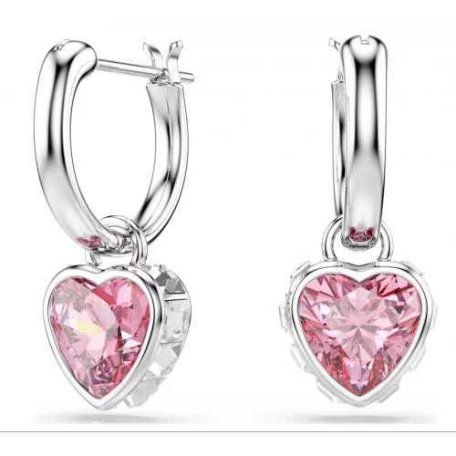 SWAROVSKI Σκουλαρίκια-σταγόνα Chroma, Ροζ, "Καρδιά" Επιμετάλλωση Ροδίου 5757814