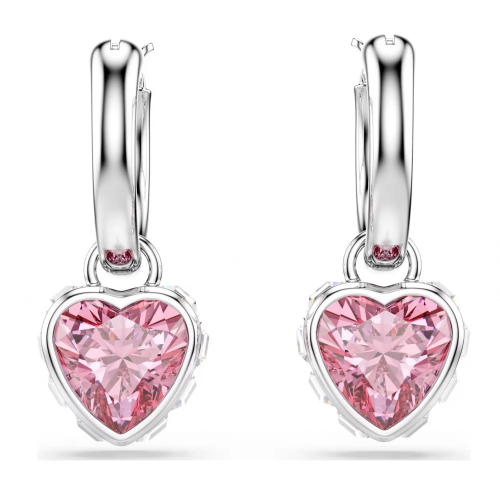 SWAROVSKI Σκουλαρίκια-σταγόνα Chroma, Ροζ, "Καρδιά" Επιμετάλλωση Ροδίου 5757814