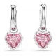 SWAROVSKI Σκουλαρίκια-σταγόνα Chroma, Ροζ, "Καρδιά" Επιμετάλλωση Ροδίου 5757814