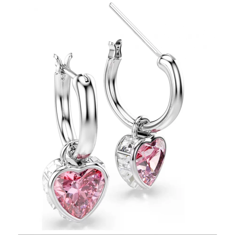 SWAROVSKI Σκουλαρίκια-σταγόνα Chroma, Ροζ, "Καρδιά" Επιμετάλλωση Ροδίου 5757814