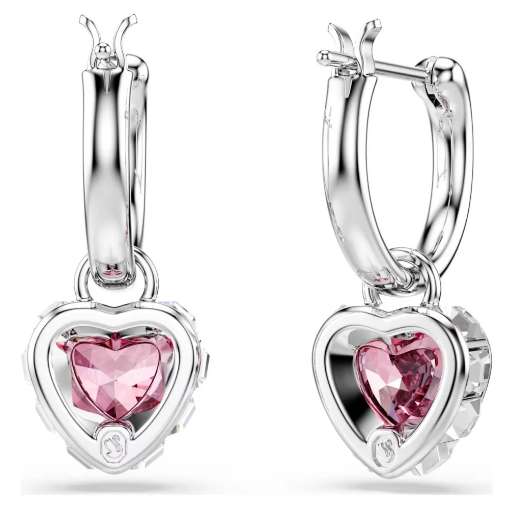SWAROVSKI Σκουλαρίκια-σταγόνα Chroma, Ροζ, "Καρδιά" Επιμετάλλωση Ροδίου 5757814