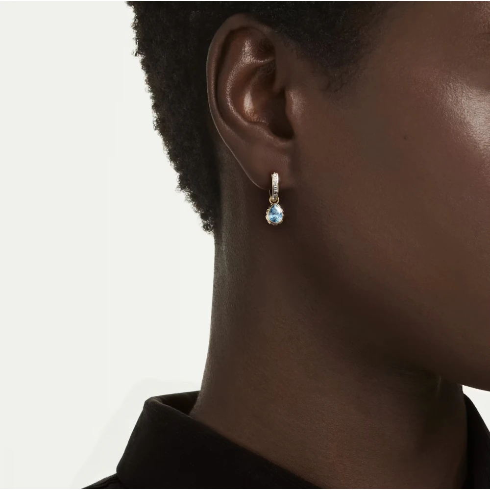 SWAROVSKI Σκουλαρίκια-σταγόνα Chroma Μπλε, Pear Κοπή,  Επιμετάλλωση σε χρυσό 18Κ 5757815
