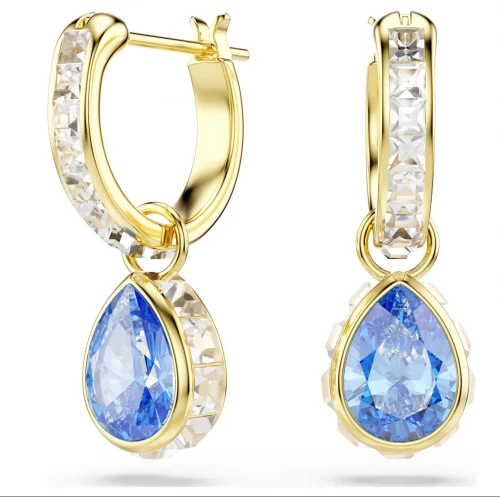 SWAROVSKI Σκουλαρίκια-σταγόνα Chroma Μπλε, Pear Κοπή,  Επιμετάλλωση σε χρυσό 18Κ 5757815