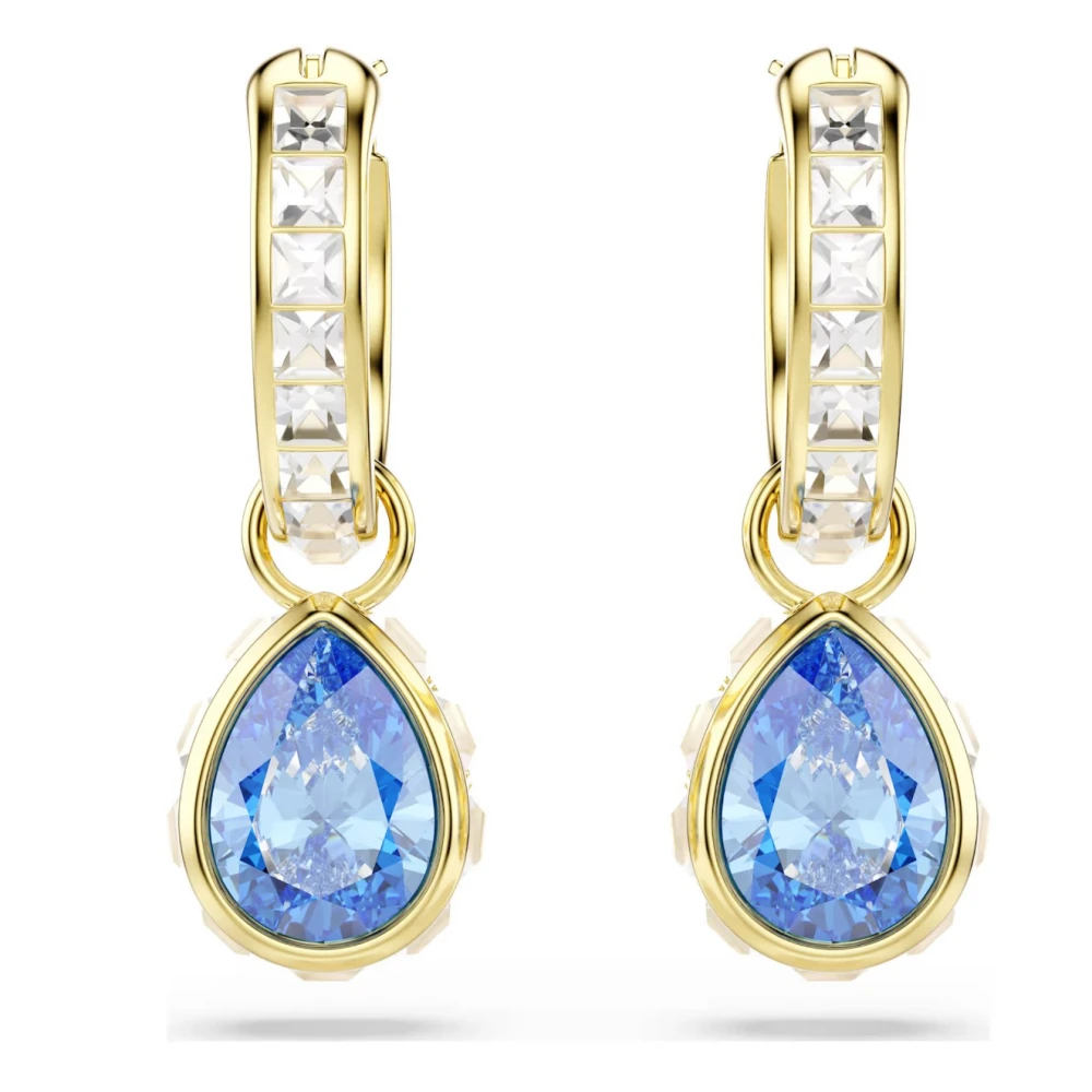SWAROVSKI Σκουλαρίκια-σταγόνα Chroma Μπλε, Pear Κοπή,  Επιμετάλλωση σε χρυσό 18Κ 5757815