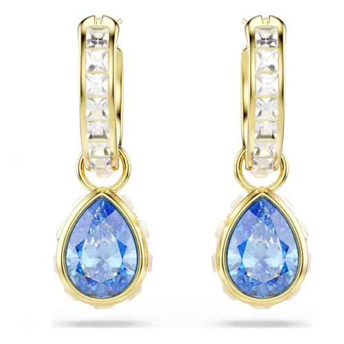 SWAROVSKI Σκουλαρίκια-σταγόνα Chroma Μπλε, Pear Κοπή,  Επιμετάλλωση σε χρυσό 18Κ 5757815