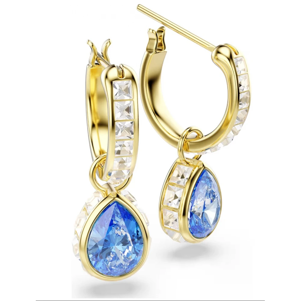 SWAROVSKI Σκουλαρίκια-σταγόνα Chroma Μπλε, Pear Κοπή,  Επιμετάλλωση σε χρυσό 18Κ 5757815