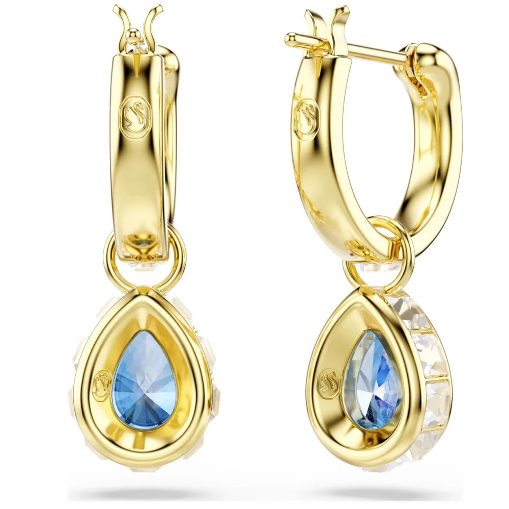 SWAROVSKI Σκουλαρίκια-σταγόνα Chroma Μπλε, Pear Κοπή,  Επιμετάλλωση σε χρυσό 18Κ 5757815