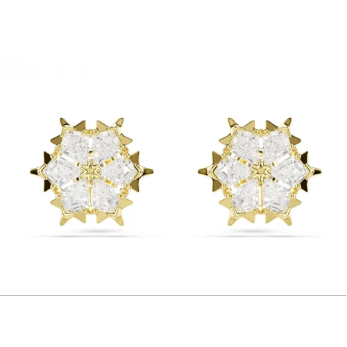 SWAROVSKI, Σκουλαρίκια Magic, Μίξη Κοπών "Χιονονιφάδα" Λευκά, Επιμετάλλωση σε χρυσό 18Κ 5757816