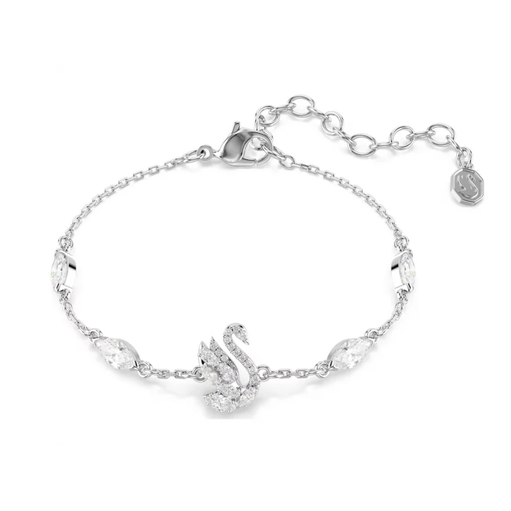 SWAROVSKI Βραχιόλι Swan Μίξη Κοπών, Κύκνος, Λευκό, Επιμετάλλωση Ροδίου 5758682