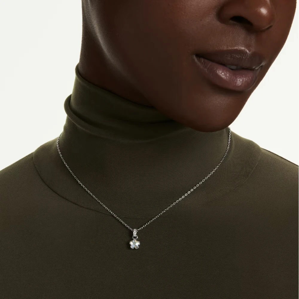 SWAROVSKI Μενταγιόν με Αλυσίδα Chroma, Μικτή κοπή, Λευκό, Αστέρι, Επιμετάλλωση Ροδίου 5759678