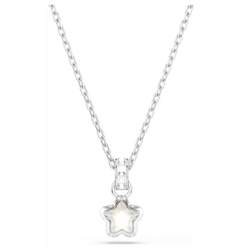 SWAROVSKI Μενταγιόν με Αλυσίδα Chroma, Μικτή κοπή, Λευκό, Αστέρι, Επιμετάλλωση Ροδίου 5759678