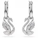 SWAROVSKI Swan Σκουλαρίκια-Σταγόνα, Κύκνος, Λευκά, Επιροδιωμένα 5759942
