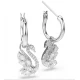 SWAROVSKI Swan Σκουλαρίκια-Σταγόνα, Κύκνος, Λευκά, Επιροδιωμένα 5759942
