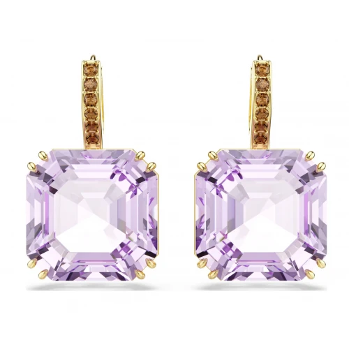 SWAROVSKI Millenia Σκουλαρίκια-σταγόνα Τετράγωνη Κοπή, Μωβ Επιμετάλλωση σε Χρυσό 18Κ 5759990