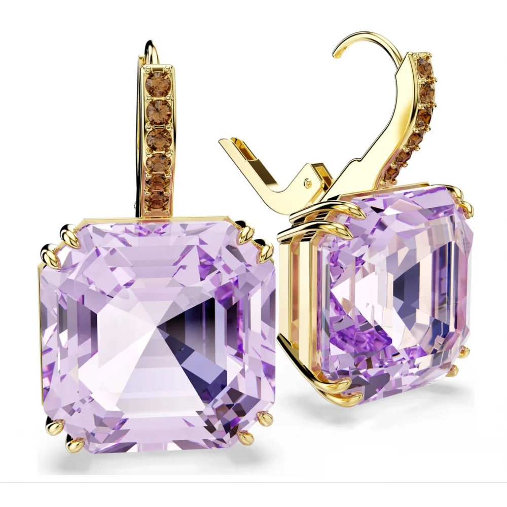SWAROVSKI Millenia Σκουλαρίκια-σταγόνα Τετράγωνη Κοπή, Μωβ Επιμετάλλωση σε Χρυσό 18Κ 5759990
