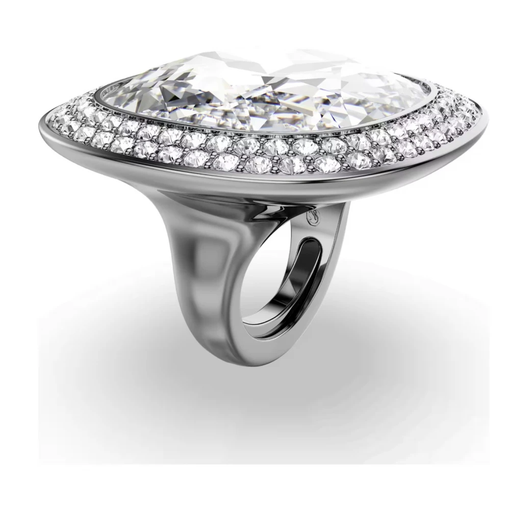 SWAROVSKI Una Angelic Coctail Δαχτυλίδι, Cushion Κοπή, Λευκό, Επιμετάλλωση Ρουθηνίου 5760118