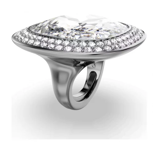 SWAROVSKI Una Angelic Coctail Δαχτυλίδι, Cushion Κοπή, Λευκό, Επιμετάλλωση Ρουθηνίου 5760118