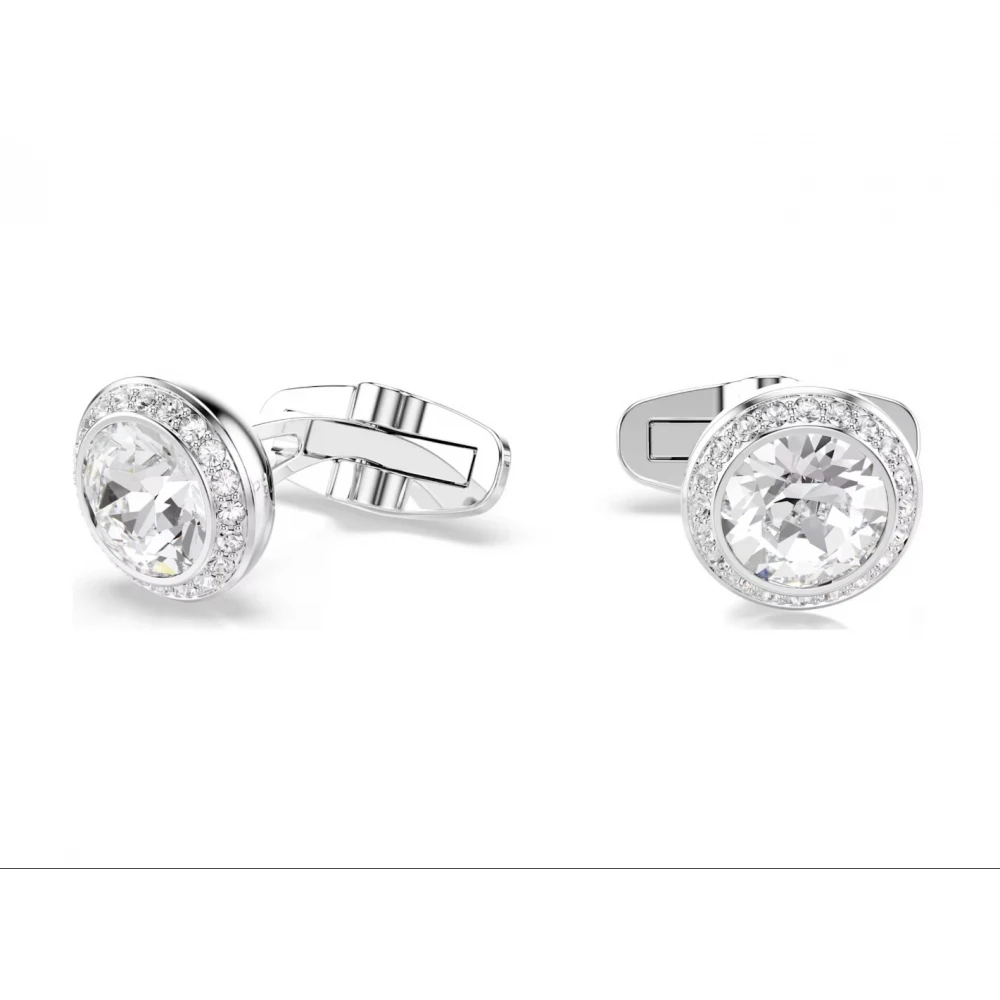 SWAROVSKI Una Angelic Μανικετόκουμπα Στρογγυλή κοπή, Λευκό, Επιροδιωμένα 5761046