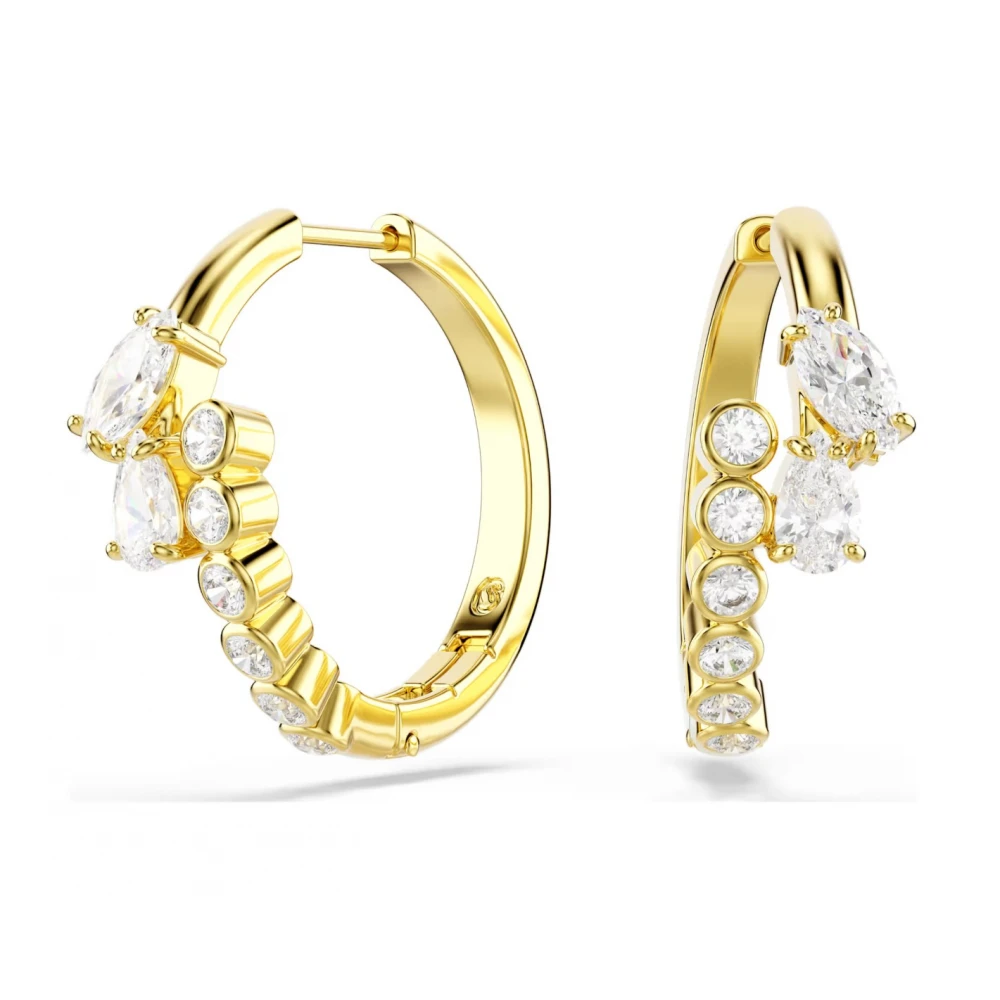 SWAROVSKI Σκουλαρίκια Κρίκοι Mesmera, Μίξη Κοπών, Λευκά, Επιμετάλλωση σε Χρυσό 18Κ 5761975