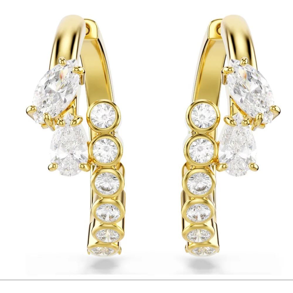 SWAROVSKI Σκουλαρίκια Κρίκοι Mesmera, Μίξη Κοπών, Λευκά, Επιμετάλλωση σε Χρυσό 18Κ 5761975