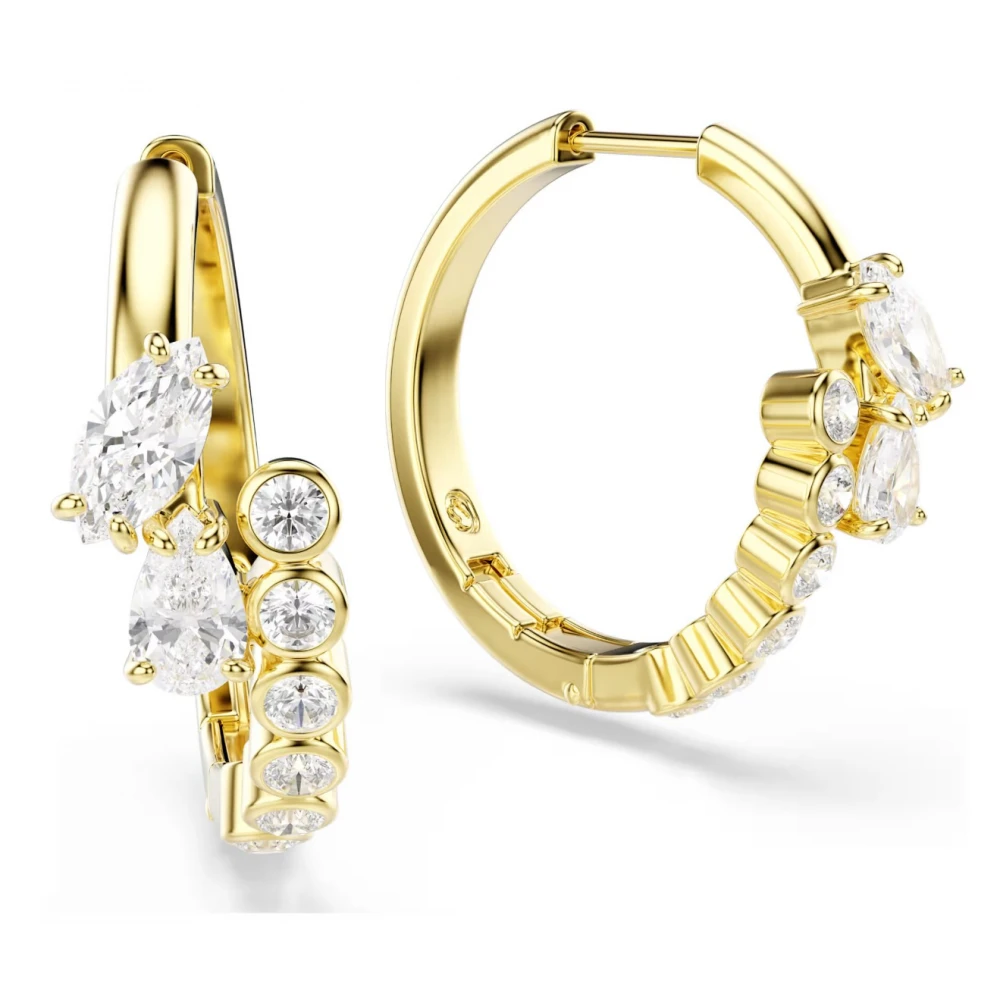 SWAROVSKI Σκουλαρίκια Κρίκοι Mesmera, Μίξη Κοπών, Λευκά, Επιμετάλλωση σε Χρυσό 18Κ 5761975