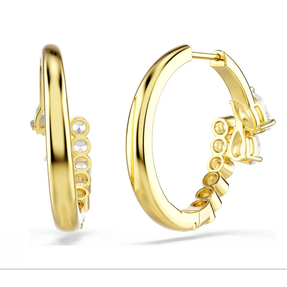SWAROVSKI Σκουλαρίκια Κρίκοι Mesmera, Μίξη Κοπών, Λευκά, Επιμετάλλωση σε Χρυσό 18Κ 5761975
