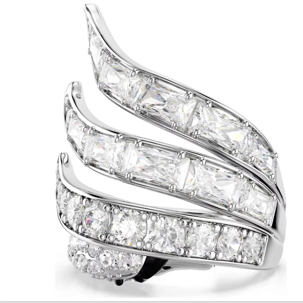 SWAROVSKI Δαχτυλίδι Coctail Vienna Μίξη κοπών, Κύκνος, Λευκό, Επιμετάλλωση ροδίου 5762206