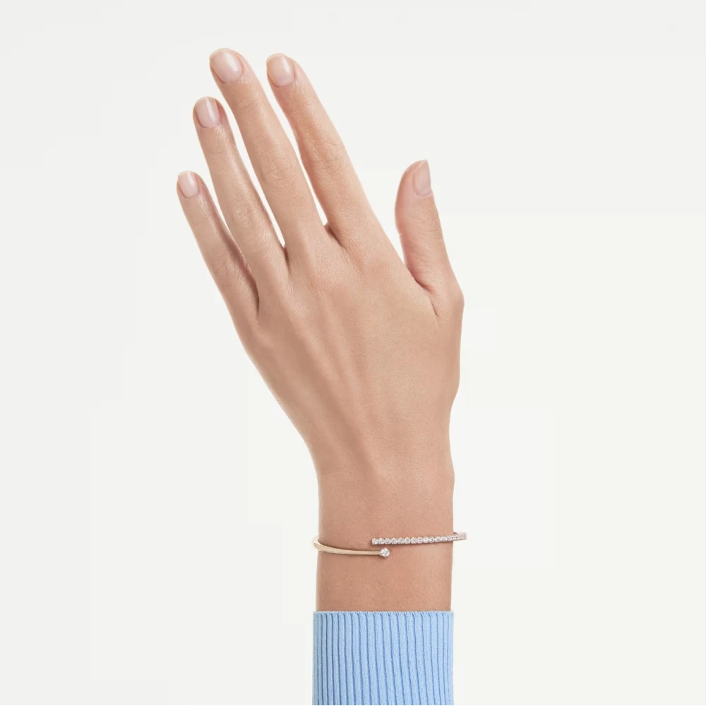 SWAROVSKI Matrix Άκαμπτο Βραχιόλι Στρογγυλή κοπή, Λευκό, Επιμετάλλωση σε Ροζ-Χρυσό 18K 5763819