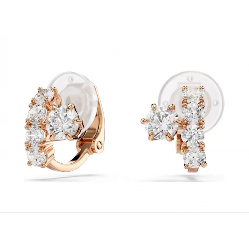 SWAROVSKI Σκουλαρίκια με κλιπ Matrix, Στρογγυλή Κοπή, Λευκό, Επιμετάλλωση σε Ροζ-Χρυσό 18Κ 5763822