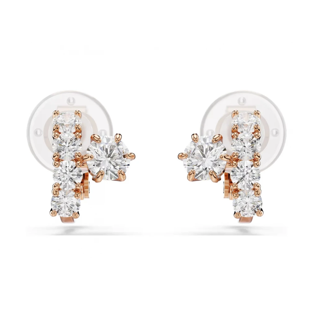 SWAROVSKI Σκουλαρίκια με κλιπ Matrix, Στρογγυλή Κοπή, Λευκό, Επιμετάλλωση σε Ροζ-Χρυσό 18Κ 5763822